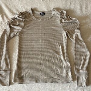 Anthropologie Splendid Beige and White Striped Long Sleeve Top